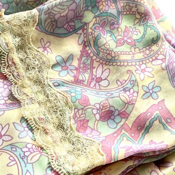 DELICATES Semi Sheer Kimono Robe Pastel Floral On Yellow (no belt) Women’s L - Picture 5 of 9